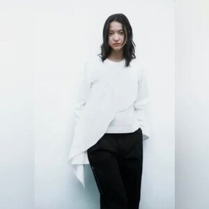 ZARA ASYMMETRIC “PEPPA” POPLIN BLOUSE